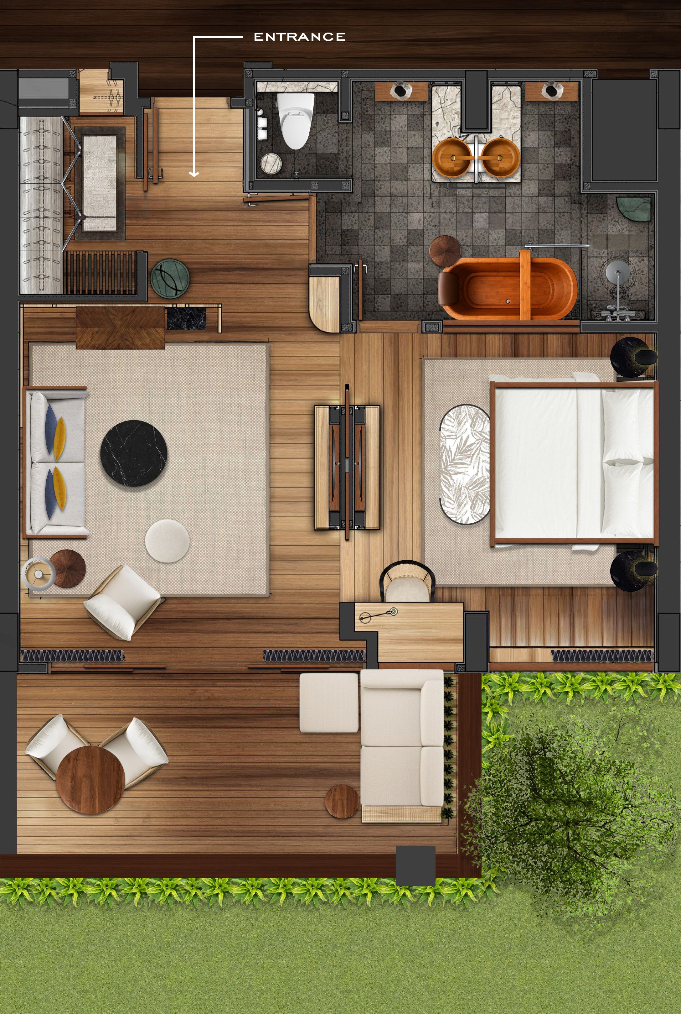 One Bedroom Ocean View King layout